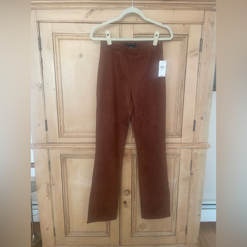 Sanctuary Rich Brown Faux Suede Trousers with side leg slits